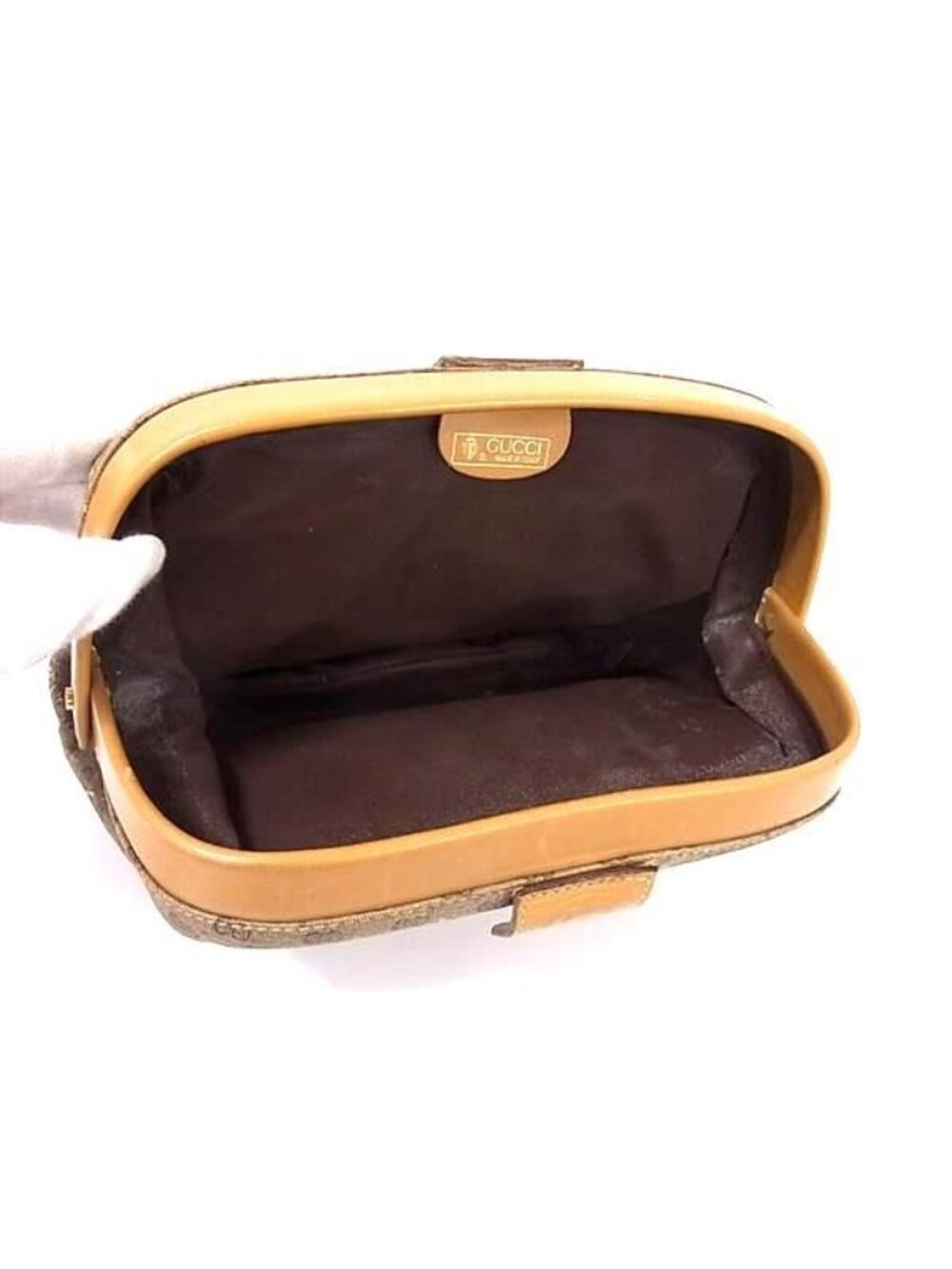 Gucci Vintage GG Pattern Leather Multi Pouch Case Makeup Beige - Picture 3 of 4